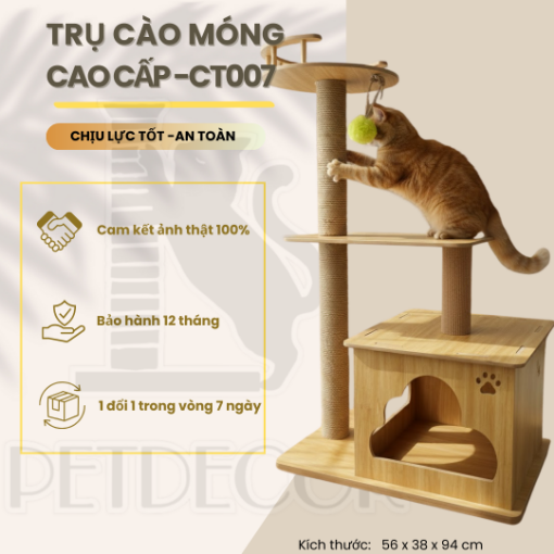Ảnh của Trụ cào móng nhà cây cho mèo PETDECOR CT007 – Cat tree gỗ lắp ráp nhỏ gọn
